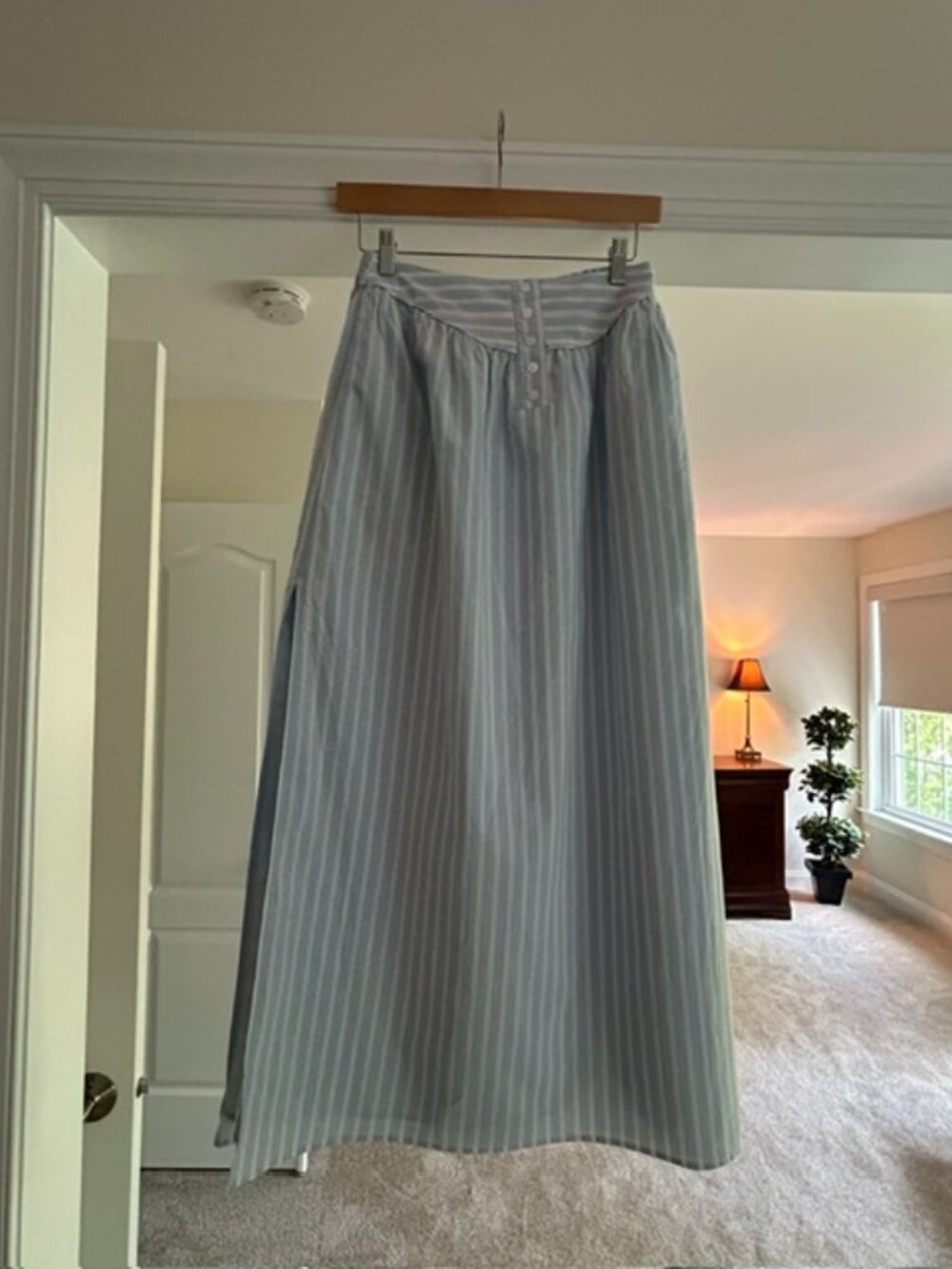 Mare Mare Blue & White Striped Maxi Skirt | XS | Coastal Cottagecore Boho